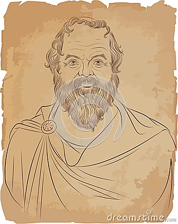 Socrates line art portrait, vector. Vector Illustration