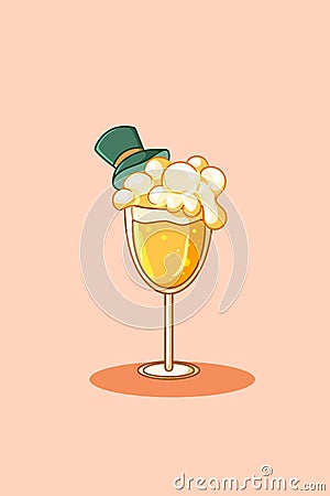 Soda beer with hat at Oktoberfest cartoon illustration Vector Illustration