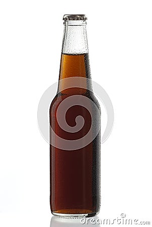 Soda bottle alcoholic drink Cuba libre with water drops Stock Photo