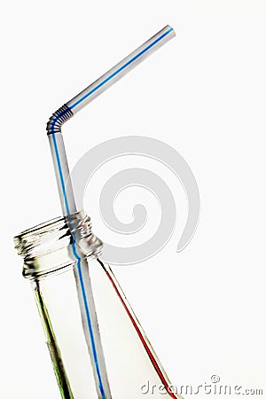 Soda Bottle & Straw Stock Photo