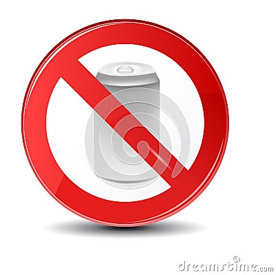 Soda can no trashing icon. Prohibition sign icon Stock Photo