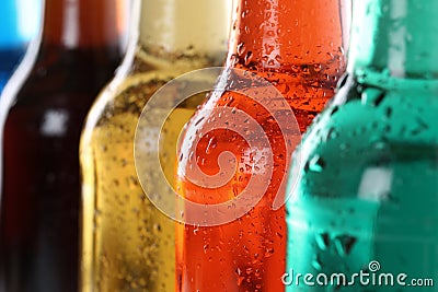 Soda drinks with cola in bottles Stock Photo