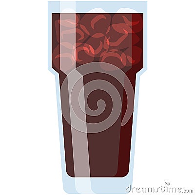 Soda glass with ice vector, cola drink illustration Cartoon Illustration