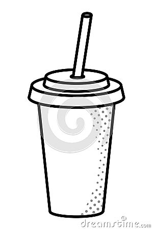 Soda paper cup black and white Vector Illustration