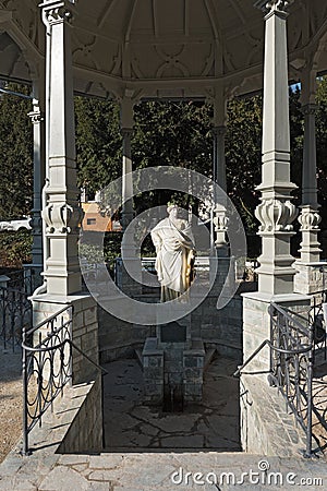 Sodenia statue under the roof of the pavilion in Quellenpark in Bad Soden am Taunus, Hesse, Germany Editorial Stock Photo