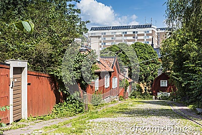 Sodermalm Stockholm: Old residential houses at SkeppargrÃ¤nd Editorial Stock Photo