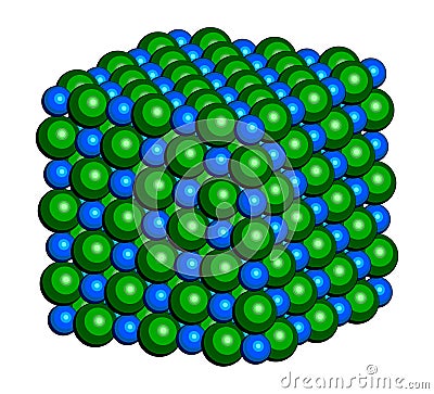 Sodium chloride (rock salt, halite, table salt), crystal structure Stock Photo