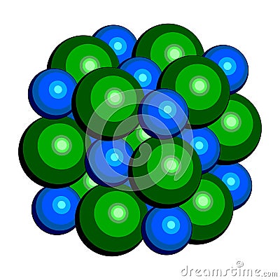 Sodium chloride (rock salt, halite, table salt), crystal structure Stock Photo