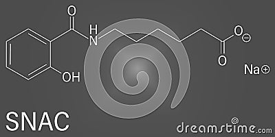 Sodium salcaprozate, SNAC. Used to increase the bioavailability of macromolecules, including heparin Vector Illustration