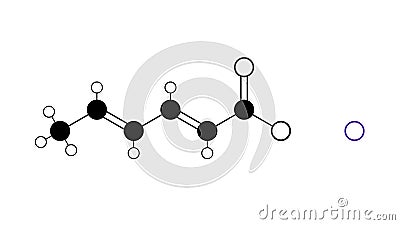 sodium sorbate molecule, structural chemical formula, ball-and-stick model, isolated image food preservative e201 Stock Photo