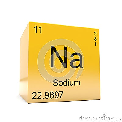 Sodium symbol yellow cube Stock Photo