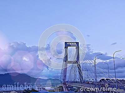 Soekarno bridge became an icon of Manado city Stock Photo