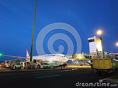 Soekarno Hatta airport flight preparation. Jakarta, Indonesia Editorial Stock Photo
