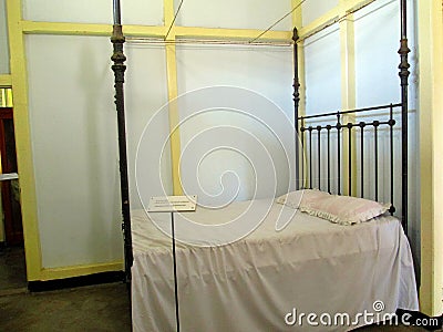Soekarno's bed at the Bengkulu exile house Editorial Stock Photo