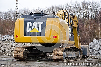 Soest, Germany - December 30, 2018: Cat 323 Hydraulic Excavator Caterpillar Editorial Stock Photo