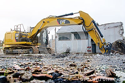 Soest, Germany - December 30, 2018: Cat 323 Hydraulic Excavator Caterpillar Editorial Stock Photo