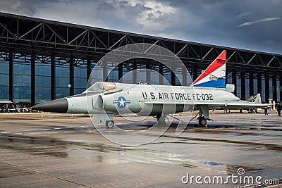 US Air Force Convair F-102A Delta Dagger interceptor jet aircraft in the colours of the Editorial Stock Photo