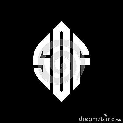 SOF circle letter logo design with circle and ellipse shape. SOF ellipse letters with typographic style. The three initials form a Vector Illustration