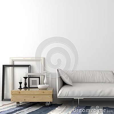Sofà di cuoio moderno e tavolino da salotto di legno fotografia ... Sofa in legno