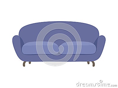 Sofa and couch blue colorful cartoon illustration vector. Comfortable lounge for interior design isolated on white Vector Illustration