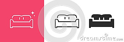 Sofa couch icon vector simple graphic pictogram set, lounge divan line outline stroke art glyph symbol, interior furniture sign Vector Illustration