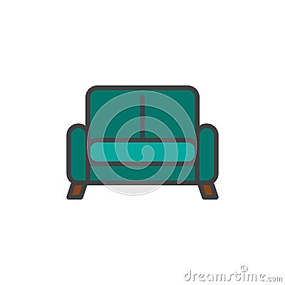 Sofa household furniture filled outline icon Vector Illustration