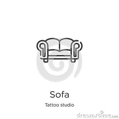 sofa icon vector from tattoo studio collection. Thin line sofa outline icon vector illustration. Outline, thin line sofa icon for Vector Illustration