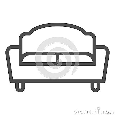 Sofa line icon, Furniture concept, couch sign on white background, divan for living room icon in outline style for Vector Illustration