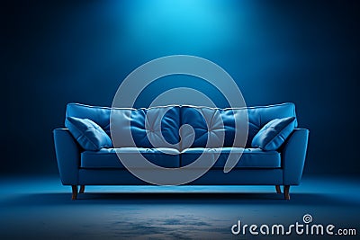 Sofa simplicity isolated blue for refined web pages and presentations Stock Photo