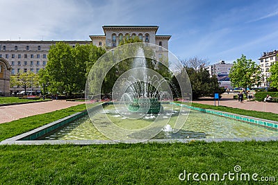 View of the fountain in the garden, center of Sofia, Bulgaria. Editorial Stock Photo