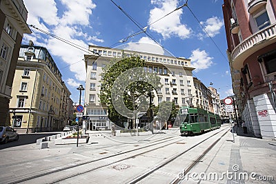 Renovated `Garibaldi` square in Sofia downtown, Bulgaria Editorial Stock Photo