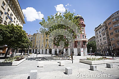 Renovated `Garibaldi` square in Sofia downtown, Bulgaria Editorial Stock Photo