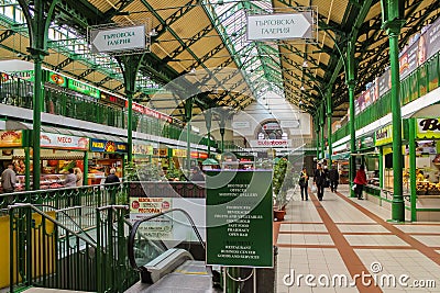 SOFIA, Bulgaria - March 26, 2020: People visit famous Sofia`s Central Market Hall, the oldest market in Sofia from 1911 Editorial Stock Photo