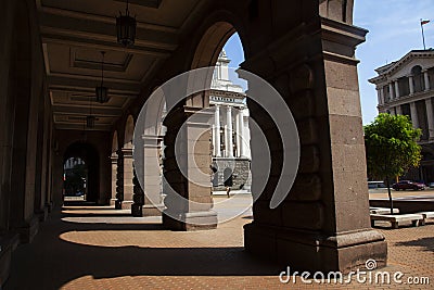 Sofia, Bulgaria - September 1, 2018: archiceture detail from Central Department Store TZUM in Sofia, Bulgaria. Editorial Stock Photo