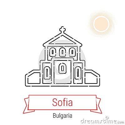 Sofia, Bulgaria Vector Line Icon Vector Illustration