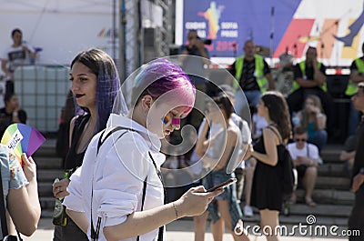 Sofia Pride. Parade, rainbow Editorial Stock Photo