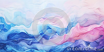 soft abstract futuristic waves of watercolor paint with a smooth transition of colors, blue-pink shades, background, design Stock Photo