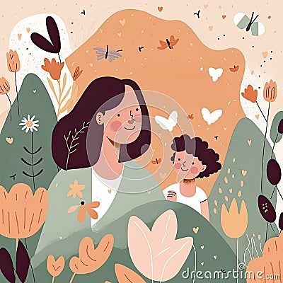 Premium Background for Mother's day. Cartoon Illustration