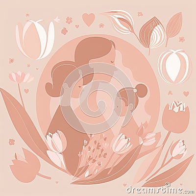 Premium Background for Mother's day. Cartoon Illustration