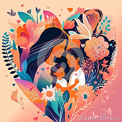 Premium Background for Mother's day. Cartoon Illustration
