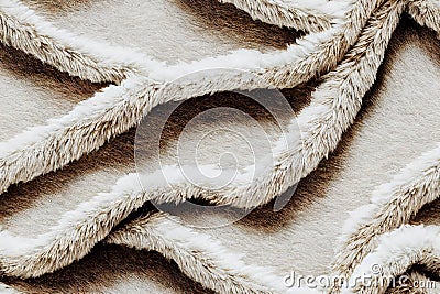 Soft beige fur texture fabric animal hair wavy seamless pattern abstract background. Fluff clothing fashion material Stock Photo