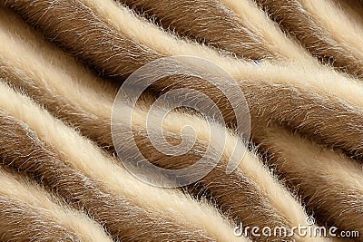 Soft beige fur texture fabric animal hair wavy seamless pattern abstract background. Fluff clothing fashion material Stock Photo
