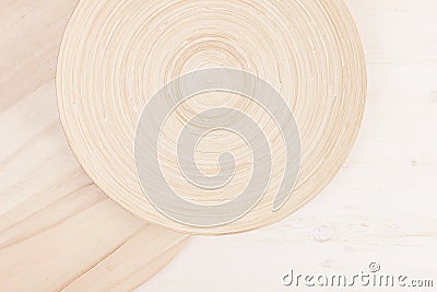 Soft beige white wooden background with abstract circles. Stock Photo