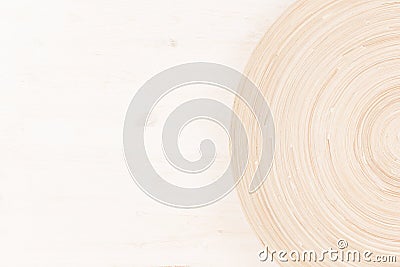 Soft beige white wooden background with abstract circles. Stock Photo