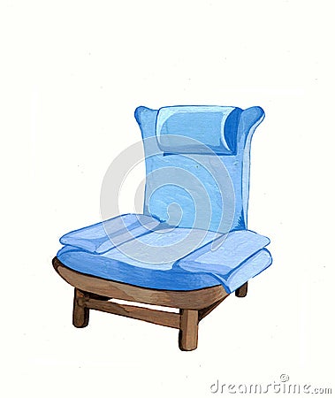 Soft blue chair, hand drawing Stock Photo