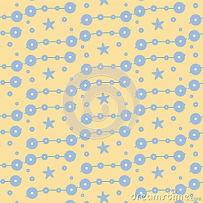 Soft blue circle beaded and star pattern background Vector Illustration
