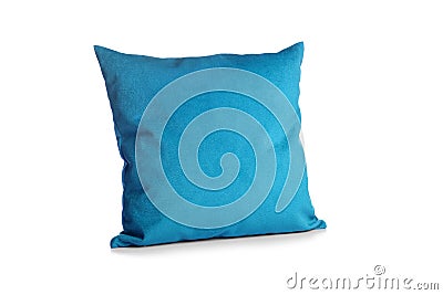 Soft blue pillow isolated on white background Stock Photo