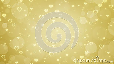 Soft blurred gold background with hearts and circles. Valentines day bokeh background Stock Photo