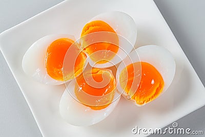 Soft boiled duck egg Stock Photo