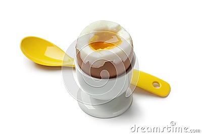 Soft boiled egg in an egg cup Stock Photo